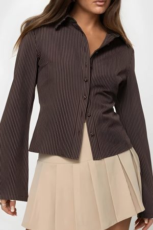 Quick Outfits, Modest Fashion Outfits Ideas Striped Button Down Shirt