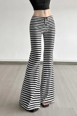 Quick Outfits, Modest Fashion Outfits Ideas Striped Flare Sweatpants