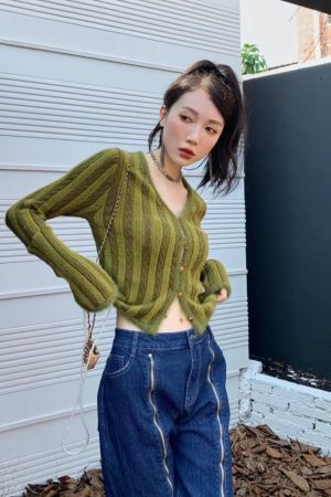 Quick Outfits, Modest Fashion Outfits Ideas Striped Fluffy Cardigan