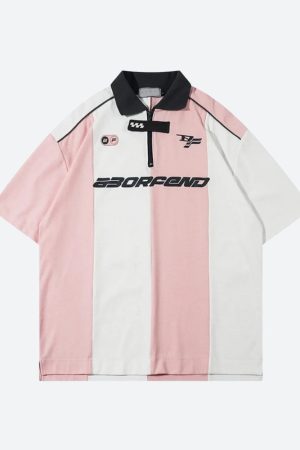 Quick Outfits, Modest Fashion Outfits Ideas Striped Half Zip-Up Jersey Top