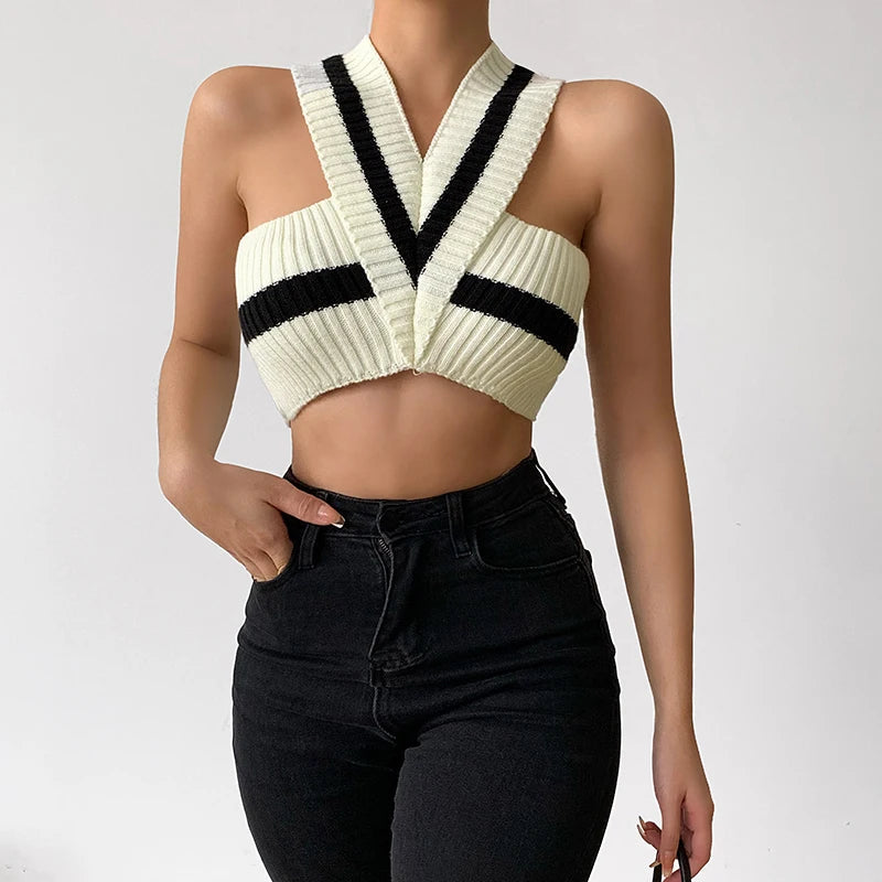 Quick Outfits, Modest Fashion Outfits Ideas Striped Knitted Crop Top Quick Outfits, Modest Fashion Outfits Ideas Striped Knitted Crop Top