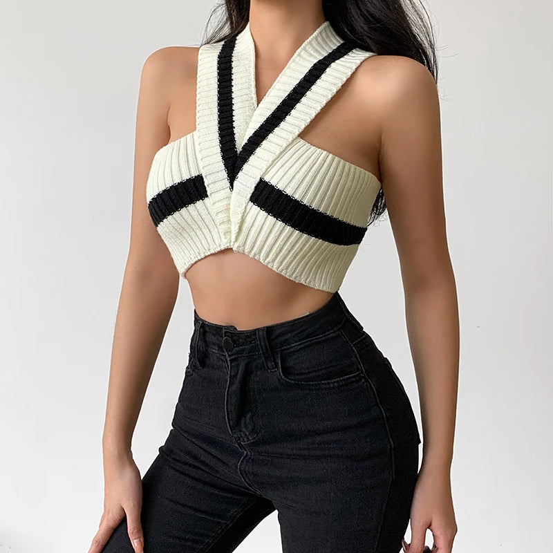 Quick Outfits, Modest Fashion Outfits Ideas Striped Knitted Crop Top Quick Outfits, Modest Fashion Outfits Ideas Striped Knitted Crop Top