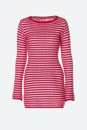 Quick Outfits, Modest Fashion Outfits Ideas Striped Knitted Mini Dress