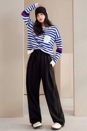 Quick Outfits, Modest Fashion Outfits Ideas Striped Knitted Sweater