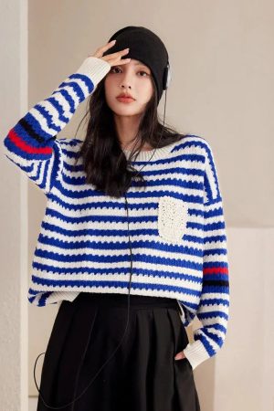 Quick Outfits, Modest Fashion Outfits Ideas Striped Knitted Sweater