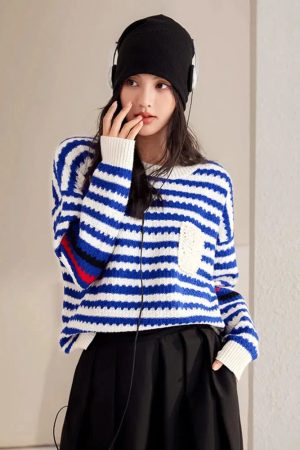 Quick Outfits, Modest Fashion Outfits Ideas Striped Knitted Sweater