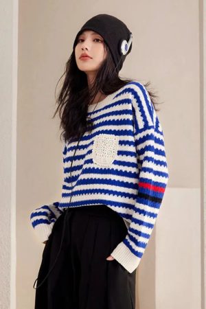 Quick Outfits, Modest Fashion Outfits Ideas Striped Knitted Sweater