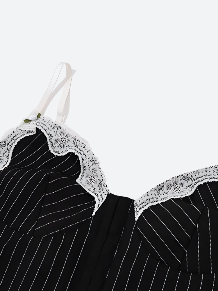 Quick Outfits, Modest Fashion Outfits Ideas Striped Lace Trim Corset Top Quick Outfits, Modest Fashion Outfits Ideas Striped Lace Trim Corset Top