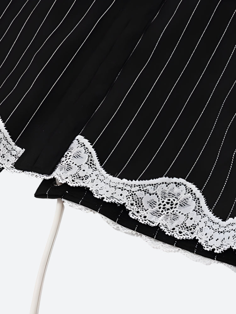 Quick Outfits, Modest Fashion Outfits Ideas Striped Lace Trim Corset Top Quick Outfits, Modest Fashion Outfits Ideas Striped Lace Trim Corset Top