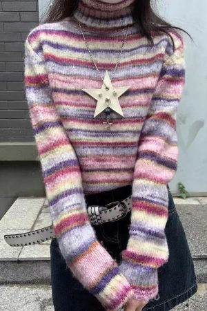 Quick Outfits, Modest Fashion Outfits Ideas Striped Turtleneck Sweater