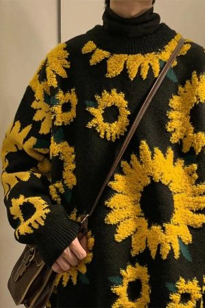 Quick Outfits, Modest Fashion Outfits Ideas Sunflower Knitted Sweater