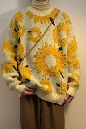 Quick Outfits, Modest Fashion Outfits Ideas Sunflower Knitted Sweater