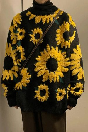 Quick Outfits, Modest Fashion Outfits Ideas Sunflower Knitted Sweater