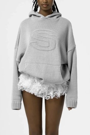 Quick Outfits, Modest Fashion Outfits Ideas Tall Embroidered Knitted Hoodie