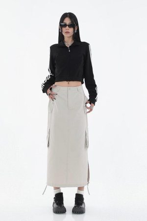 Quick Outfits, Modest Fashion Outfits Ideas Tech Parachute Maxi Skirt