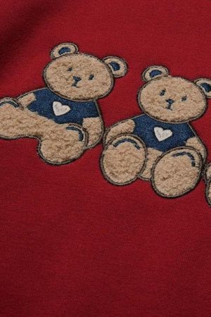 Quick Outfits, Modest Fashion Outfits Ideas Teddy Bears Embroidered Sweatshirt