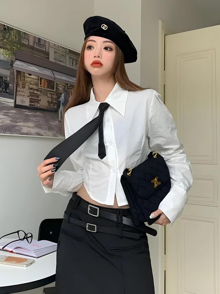 Quick Outfits, Modest Fashion Outfits Ideas Tie Crop Shirt Quick Outfits, Modest Fashion Outfits Ideas Tie Crop Shirt