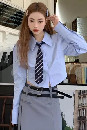 Quick Outfits, Modest Fashion Outfits Ideas Tie Crop Shirt