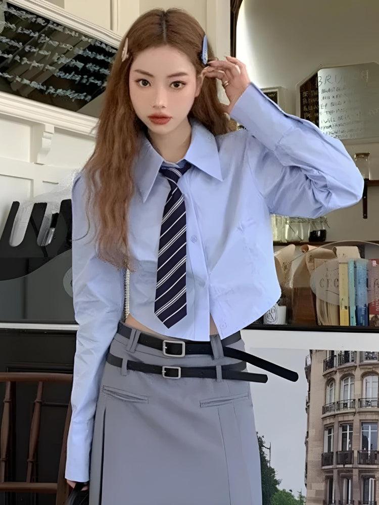 Quick Outfits, Modest Fashion Outfits Ideas Tie Crop Shirt Quick Outfits, Modest Fashion Outfits Ideas Tie Crop Shirt