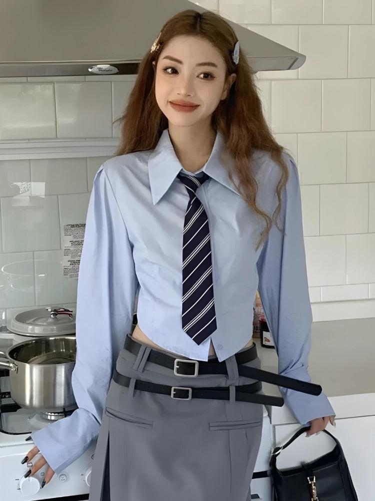 Quick Outfits, Modest Fashion Outfits Ideas Tie Crop Shirt Quick Outfits, Modest Fashion Outfits Ideas Tie Crop Shirt