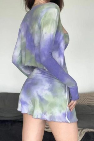 Quick Outfits, Modest Fashion Outfits Ideas Tie Dye Bolero Mini Dress