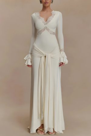 Quick Outfits, Modest Fashion Outfits Ideas Tie Front Draped Maxi Dress