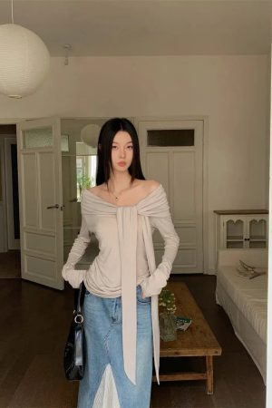 Quick Outfits, Modest Fashion Outfits Ideas Tie Front One Shoulder Top