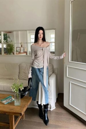 Quick Outfits, Modest Fashion Outfits Ideas Tie Front One Shoulder Top