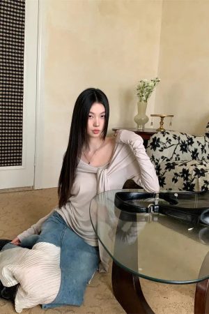 Quick Outfits, Modest Fashion Outfits Ideas Tie Front One Shoulder Top