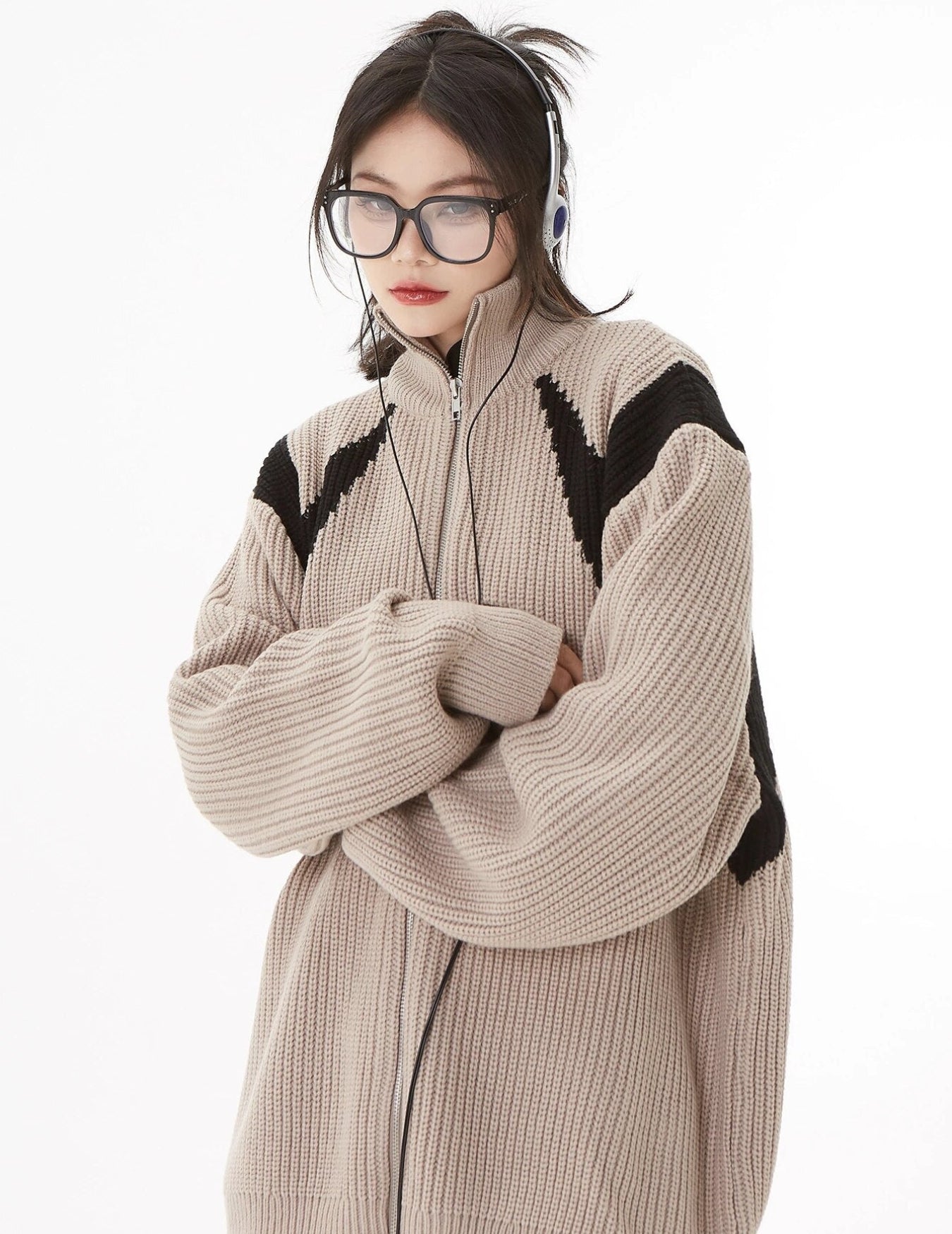 Quick Outfits, Modest Fashion Outfits Ideas Turtleneck Zip-Up Loose Cardigan Quick Outfits, Modest Fashion Outfits Ideas Turtleneck Zip-Up Loose Cardigan