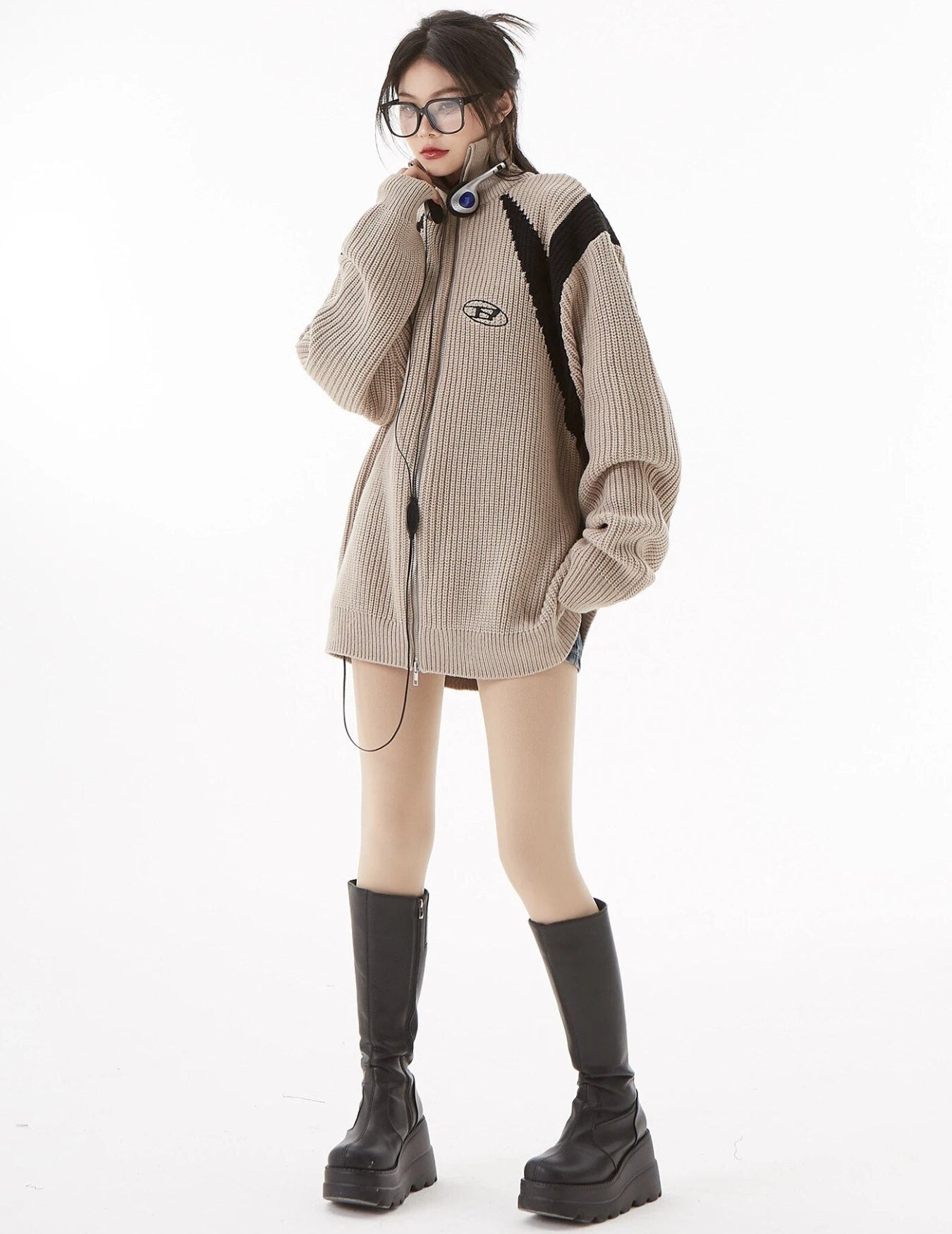 Quick Outfits, Modest Fashion Outfits Ideas Turtleneck Zip-Up Loose Cardigan Quick Outfits, Modest Fashion Outfits Ideas Turtleneck Zip-Up Loose Cardigan