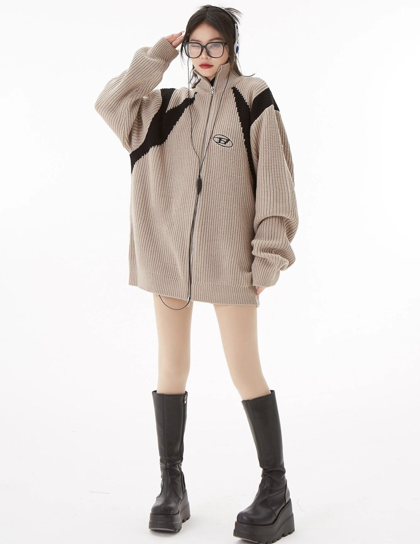 Quick Outfits, Modest Fashion Outfits Ideas Turtleneck Zip-Up Loose Cardigan Quick Outfits, Modest Fashion Outfits Ideas Turtleneck Zip-Up Loose Cardigan