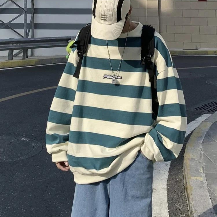 Quick Outfits, Modest Fashion Outfits Ideas Unisex Embroidered Striped Sweatshirt Quick Outfits, Modest Fashion Outfits Ideas Unisex Embroidered Striped Sweatshirt
