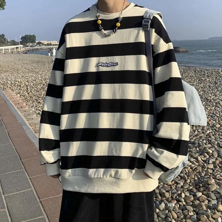 Quick Outfits, Modest Fashion Outfits Ideas Unisex Embroidered Striped Sweatshirt Quick Outfits, Modest Fashion Outfits Ideas Unisex Embroidered Striped Sweatshirt