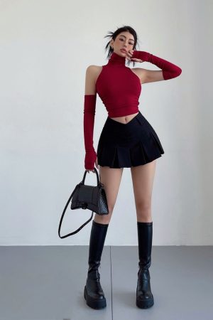 Quick Outfits, Modest Fashion Outfits Ideas V-Shaped College Mini Skirt