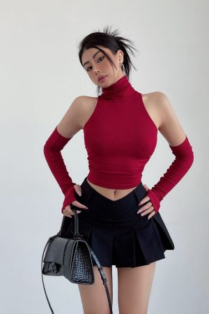 Quick Outfits, Modest Fashion Outfits Ideas V-Shaped College Mini Skirt