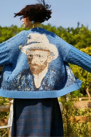 Quick Outfits, Modest Fashion Outfits Ideas Van Gogh Self Portrait Cardigan