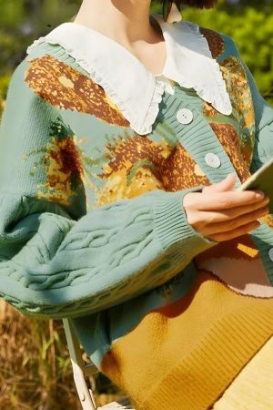 Quick Outfits, Modest Fashion Outfits Ideas Van Gogh Sunflowers Cardigan