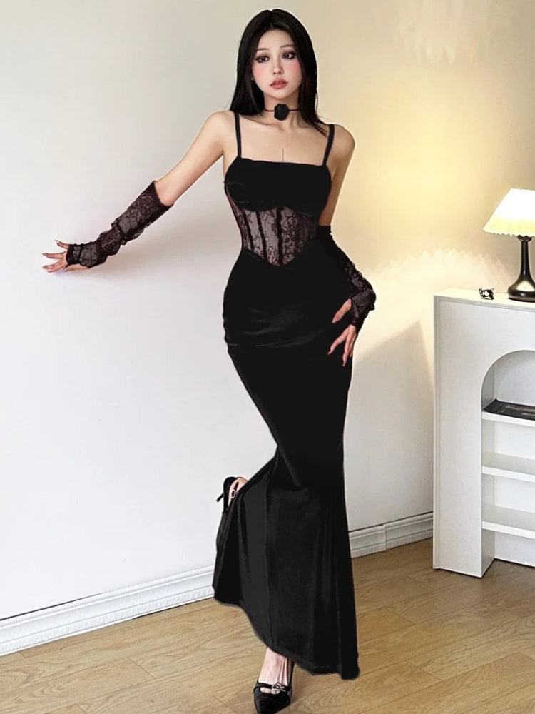 Quick Outfits, Modest Fashion Outfits Ideas Velvet Lace Maxi Dress Quick Outfits, Modest Fashion Outfits Ideas Velvet Lace Maxi Dress