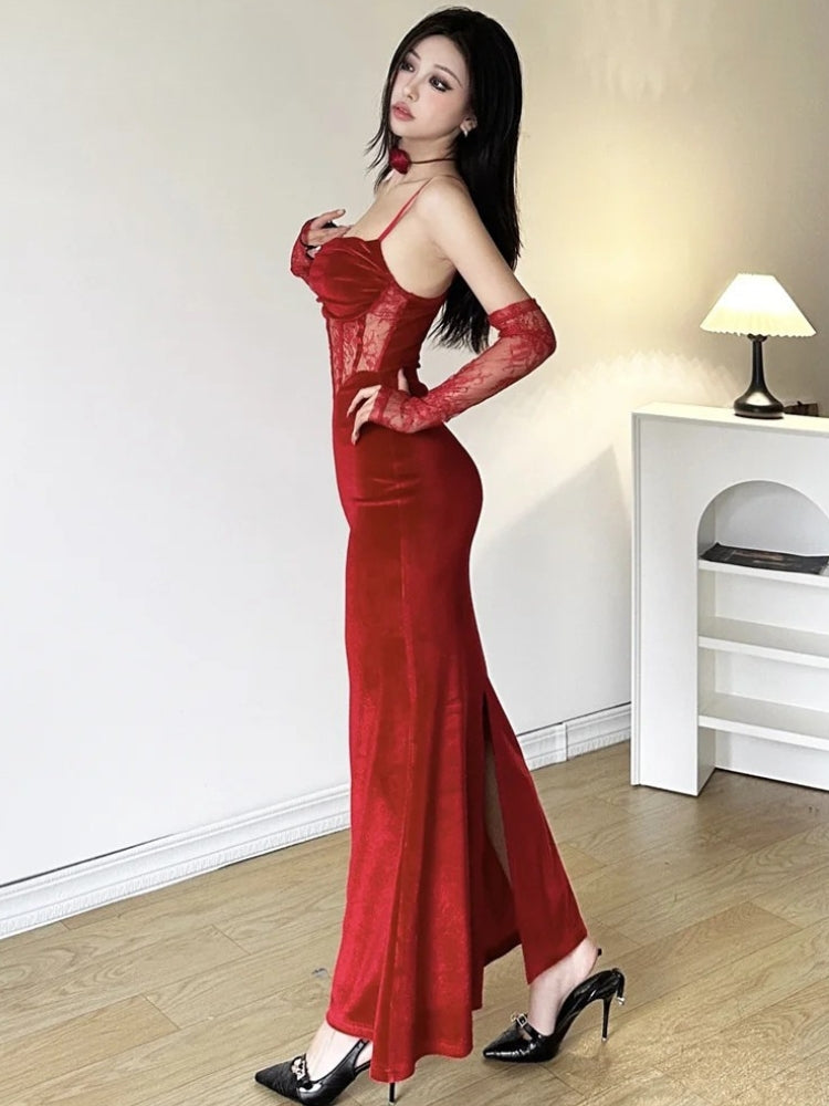 Quick Outfits, Modest Fashion Outfits Ideas Velvet Lace Maxi Dress Quick Outfits, Modest Fashion Outfits Ideas Velvet Lace Maxi Dress