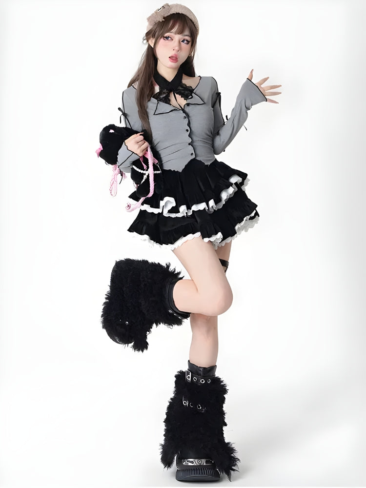 Quick Outfits, Modest Fashion Outfits Ideas Velvet Ruffle Layered Mini Skirt Quick Outfits, Modest Fashion Outfits Ideas Velvet Ruffle Layered Mini Skirt