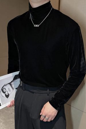 Quick Outfits, Modest Fashion Outfits Ideas Velvet Turtle Neck Top