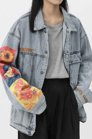 Quick Outfits, Modest Fashion Outfits Ideas Vincent Van Gogh Denim Jacket