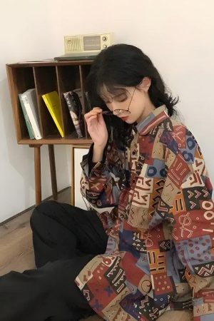 Quick Outfits, Modest Fashion Outfits Ideas Vintage Abstract Designed Shirt