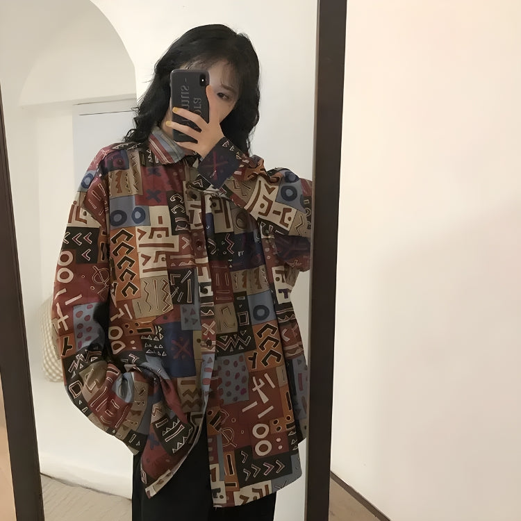 Quick Outfits, Modest Fashion Outfits Ideas Vintage Abstract Designed Shirt Quick Outfits, Modest Fashion Outfits Ideas Vintage Abstract Designed Shirt