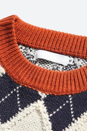 Quick Outfits, Modest Fashion Outfits Ideas Vintage Argyle Knitted Sweater