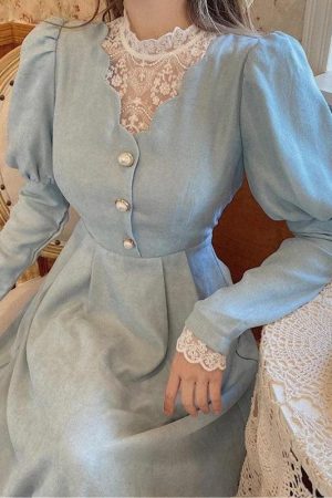 Quick Outfits, Modest Fashion Outfits Ideas Vintage Balloon Sleeve Maxi Dress