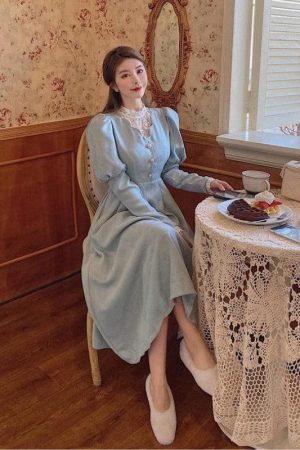 Quick Outfits, Modest Fashion Outfits Ideas Vintage Balloon Sleeve Maxi Dress