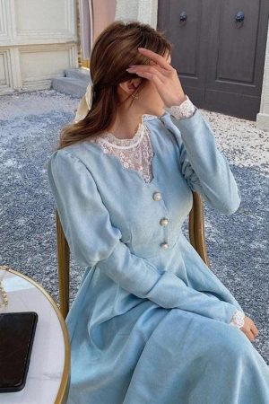 Quick Outfits, Modest Fashion Outfits Ideas Vintage Balloon Sleeve Maxi Dress