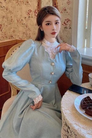 Quick Outfits, Modest Fashion Outfits Ideas Vintage Balloon Sleeve Maxi Dress